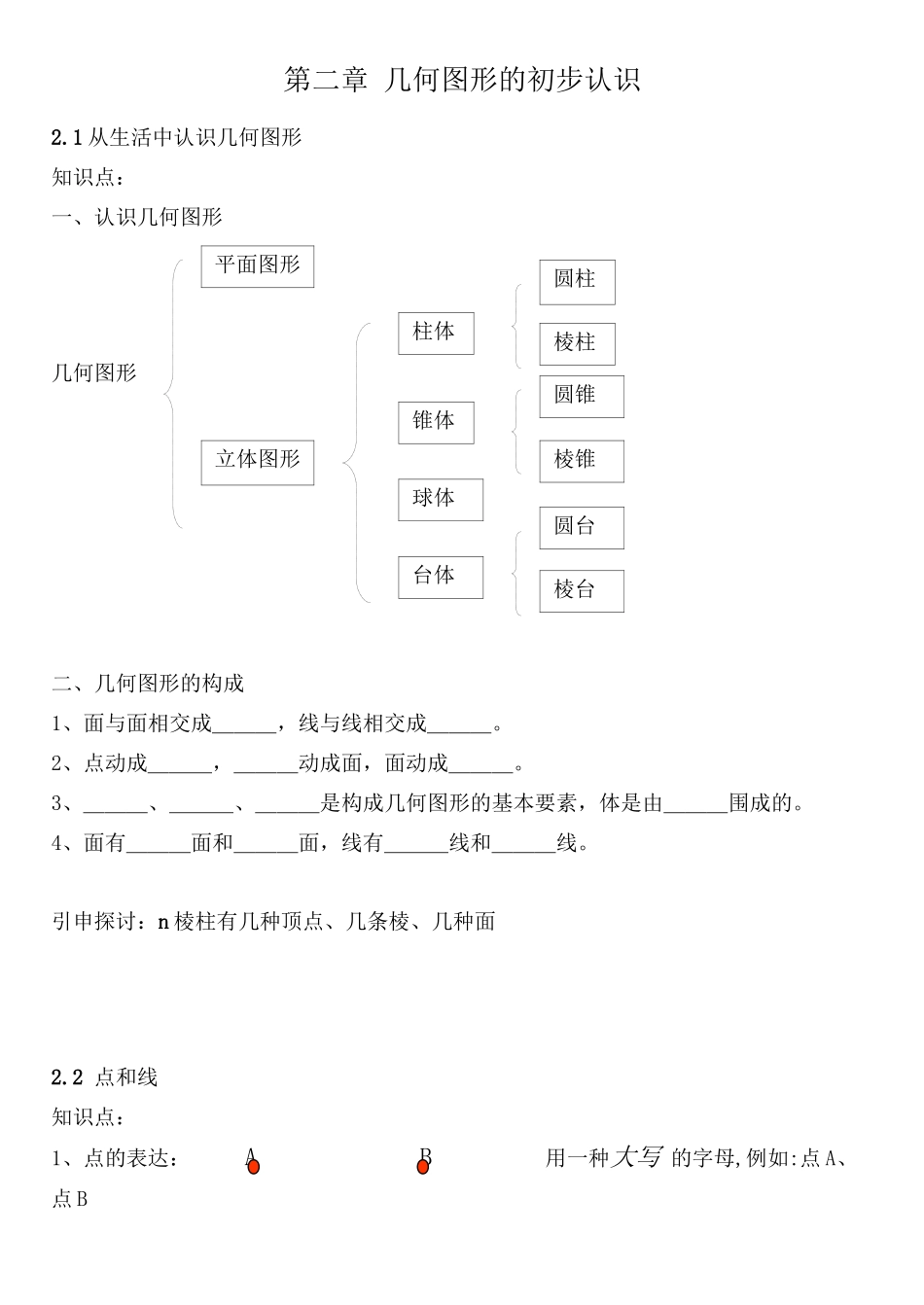 2025年七年级数学几何图形的初步认识知识点备课讲稿_第2页