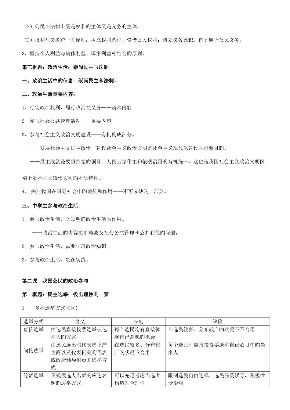 2025年高中人教版必修二政治生活知识点总结_第3页