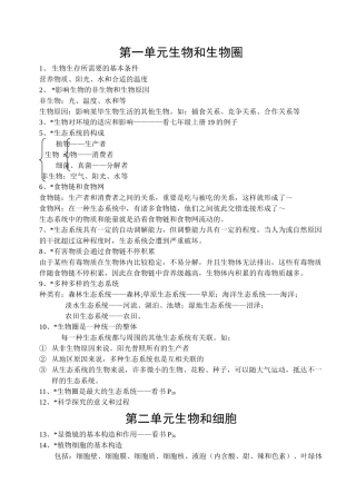 2025年初中七年级生物上册知识点总结