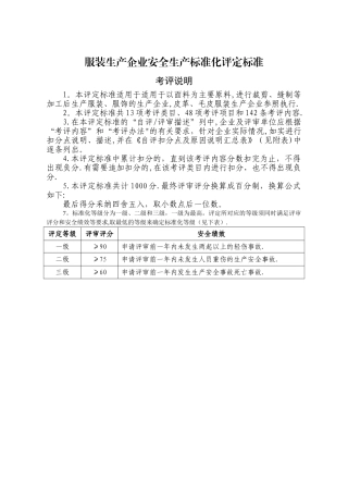 服装企业安全标准化标准