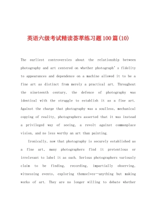 2025年英语六级考试精读荟萃练习题100篇