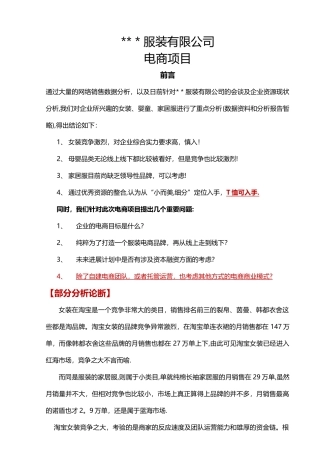 服装企业电商项目策划方案