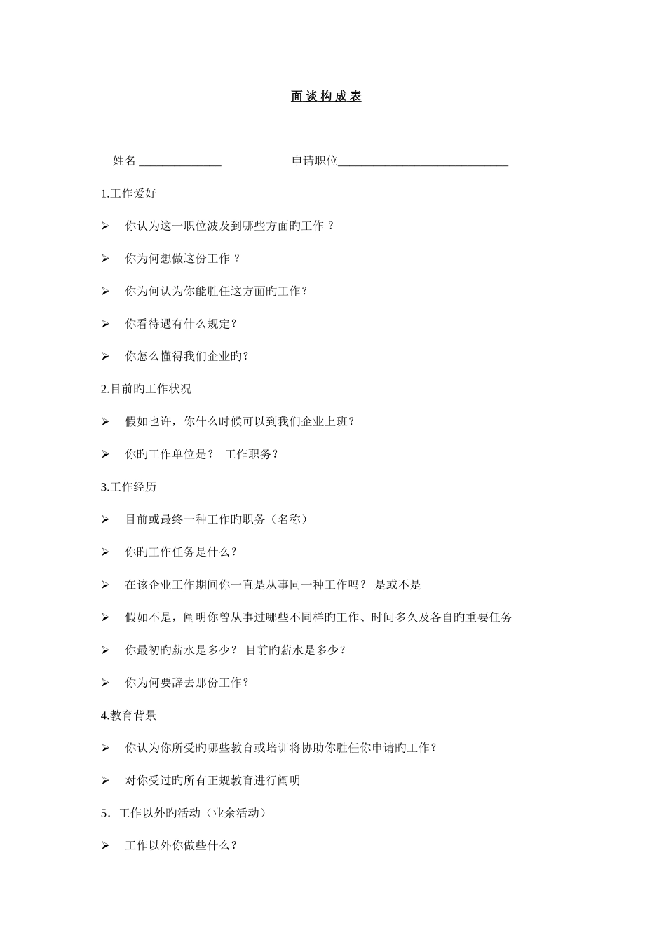 2025年面试谈话构成表_第1页