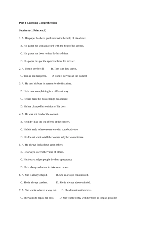 2025年1月研究生英语学位考试真题及答案