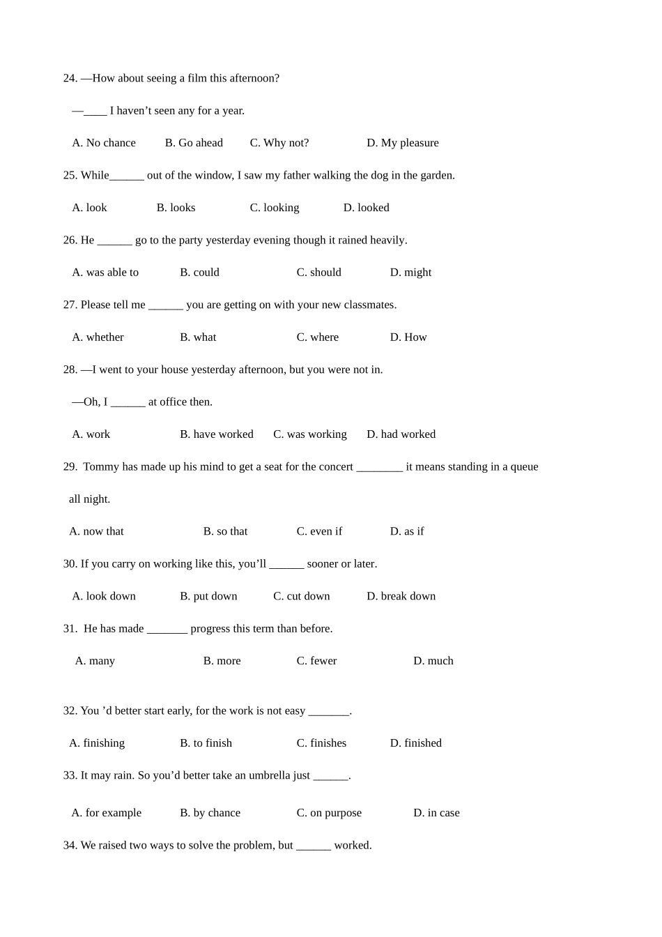 2025年高中英语河北省普通高中学业水平考试模拟试题ix附答案_第2页