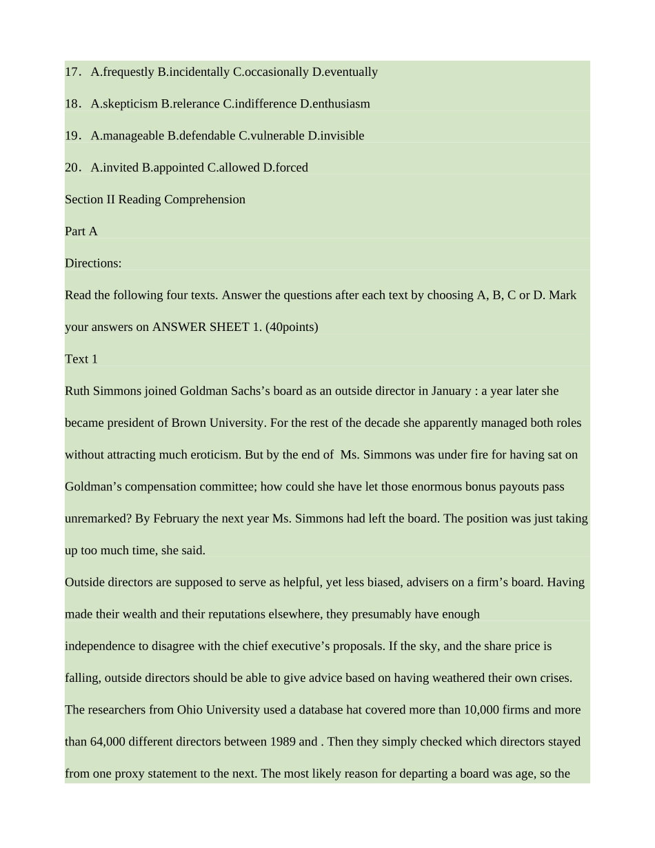 2025年MBA英语真题及答案解析补全新题型精_第3页