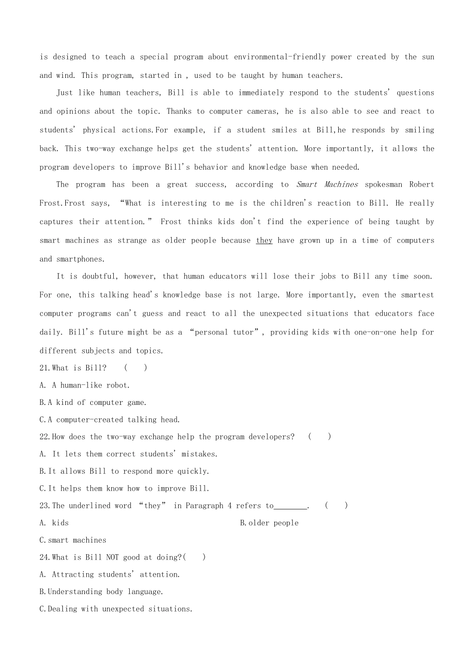2025年长沙专版中考英语复习方案教材考点梳理课时训练08Units78八上试题_第3页