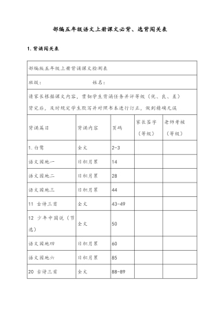 2025年部编五年级语文上册课文必背