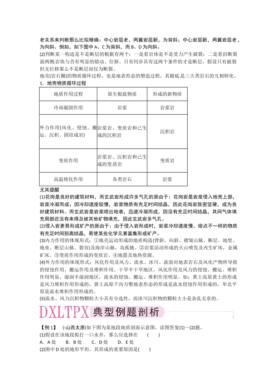 2025年高考地理地壳物质组成与循环地壳运动与地表形态考点复习方案_第2页