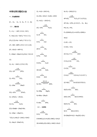 2025年高考必背化学方程式大全