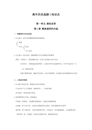 2025年高中历史选修知识点笔记