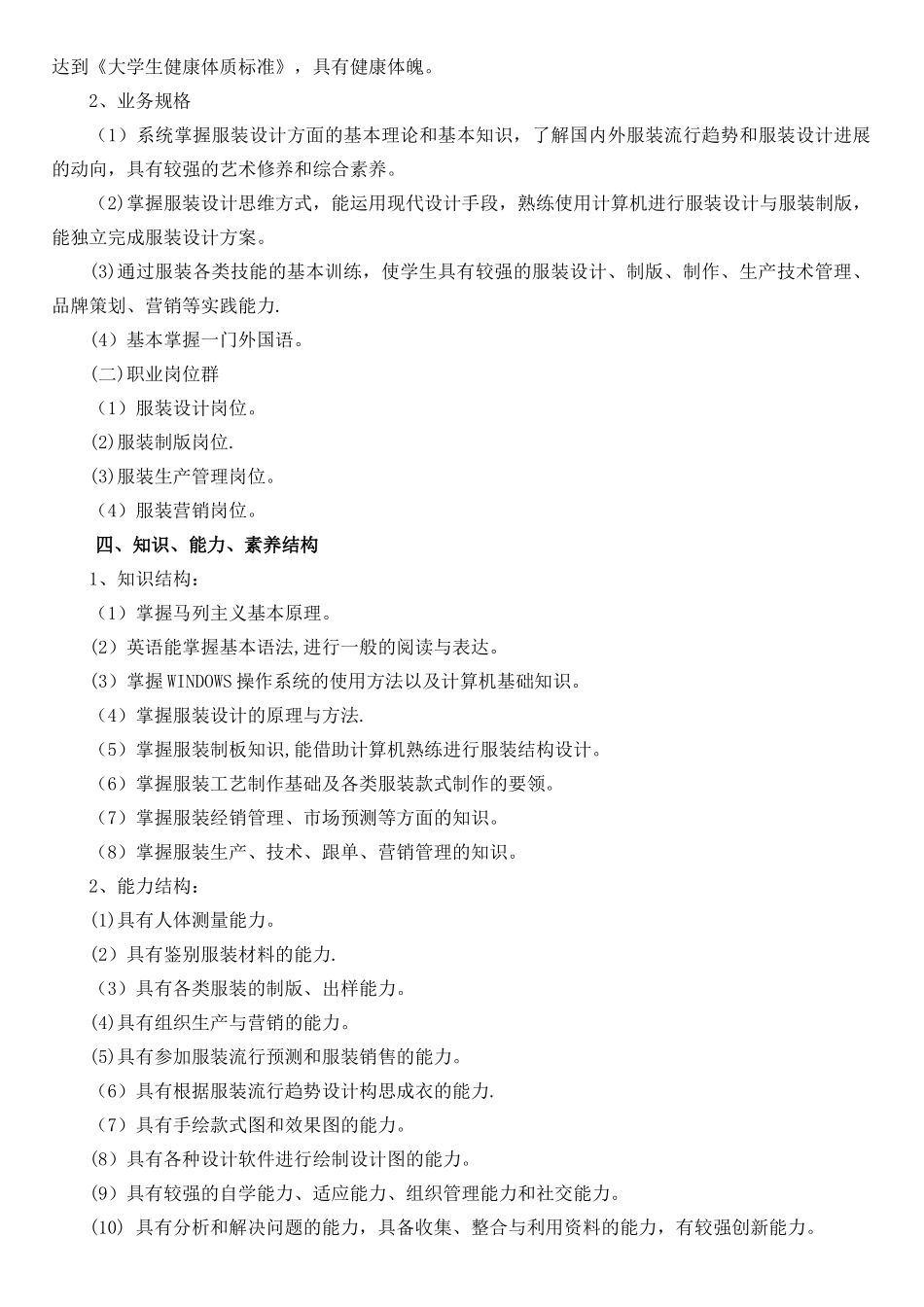 服装设计专业人才培养方案三年制_第3页