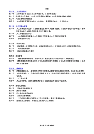 2025年三级人力资源管理师考试提纲范本