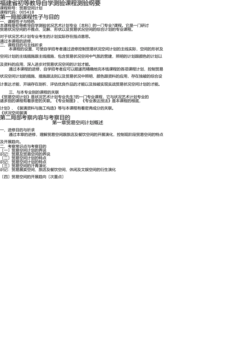 2025年5418商业空间设计考试大纲_第1页