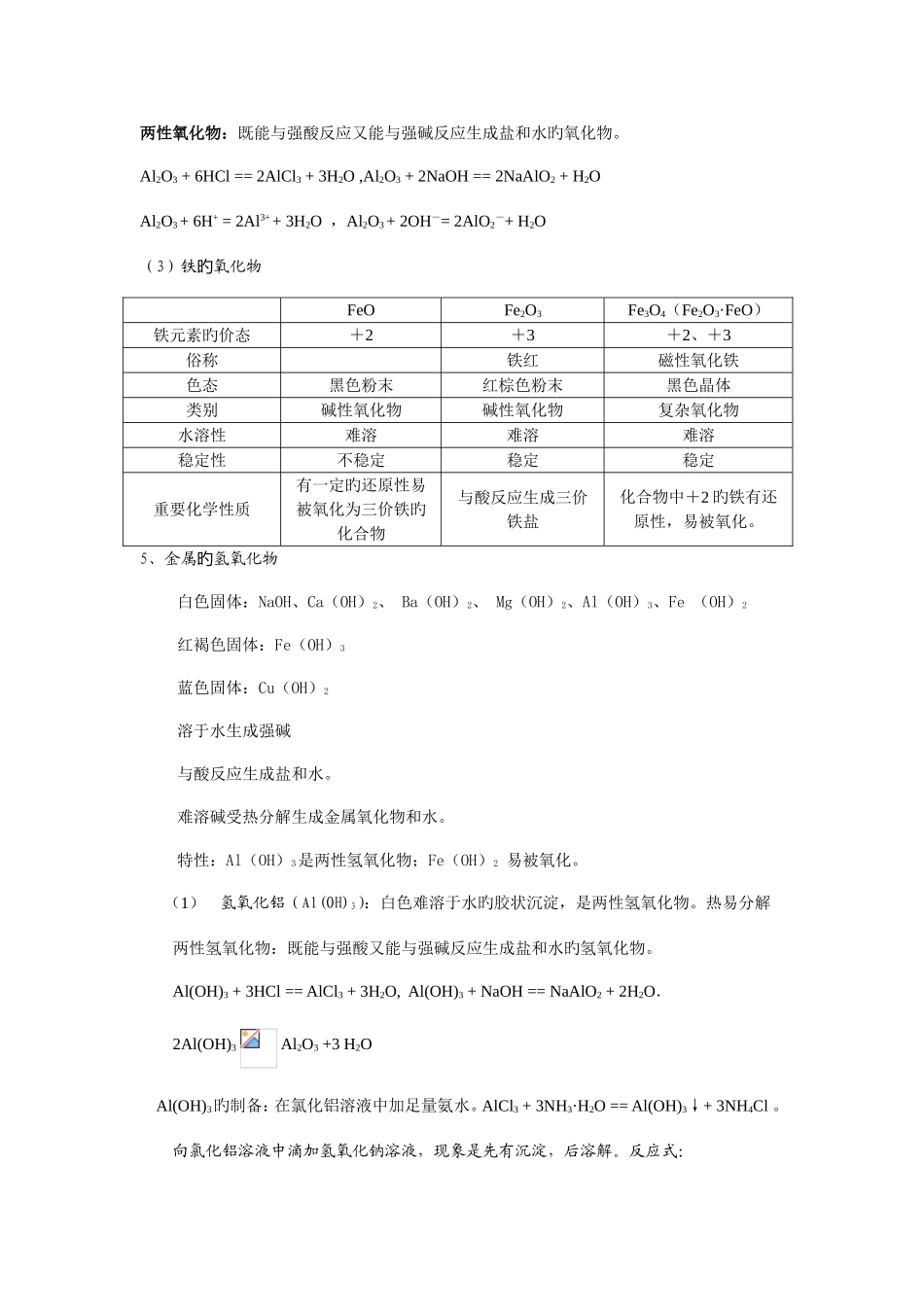 2025年金属及其化合物知识点汇总_第3页