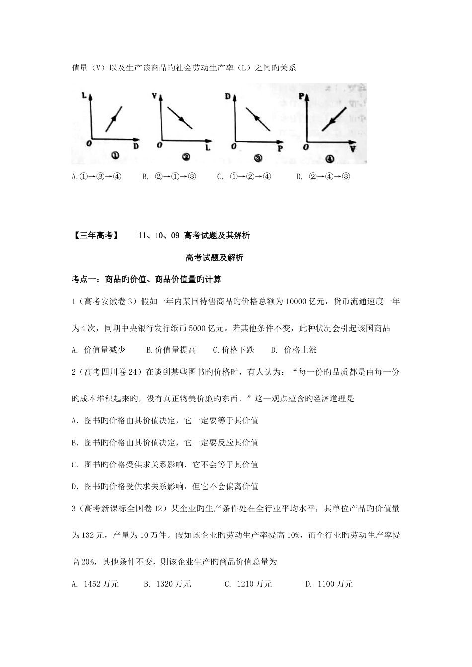 2025年高三政治复习真题模拟专题货币与消费价格与供求_第3页