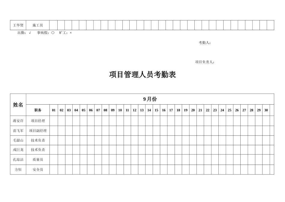 2025年项目管理人员考勤表_第3页