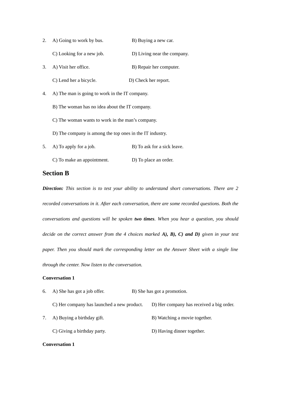 2025年高等学校英语应用能力考试A级6月真题及答案_第2页