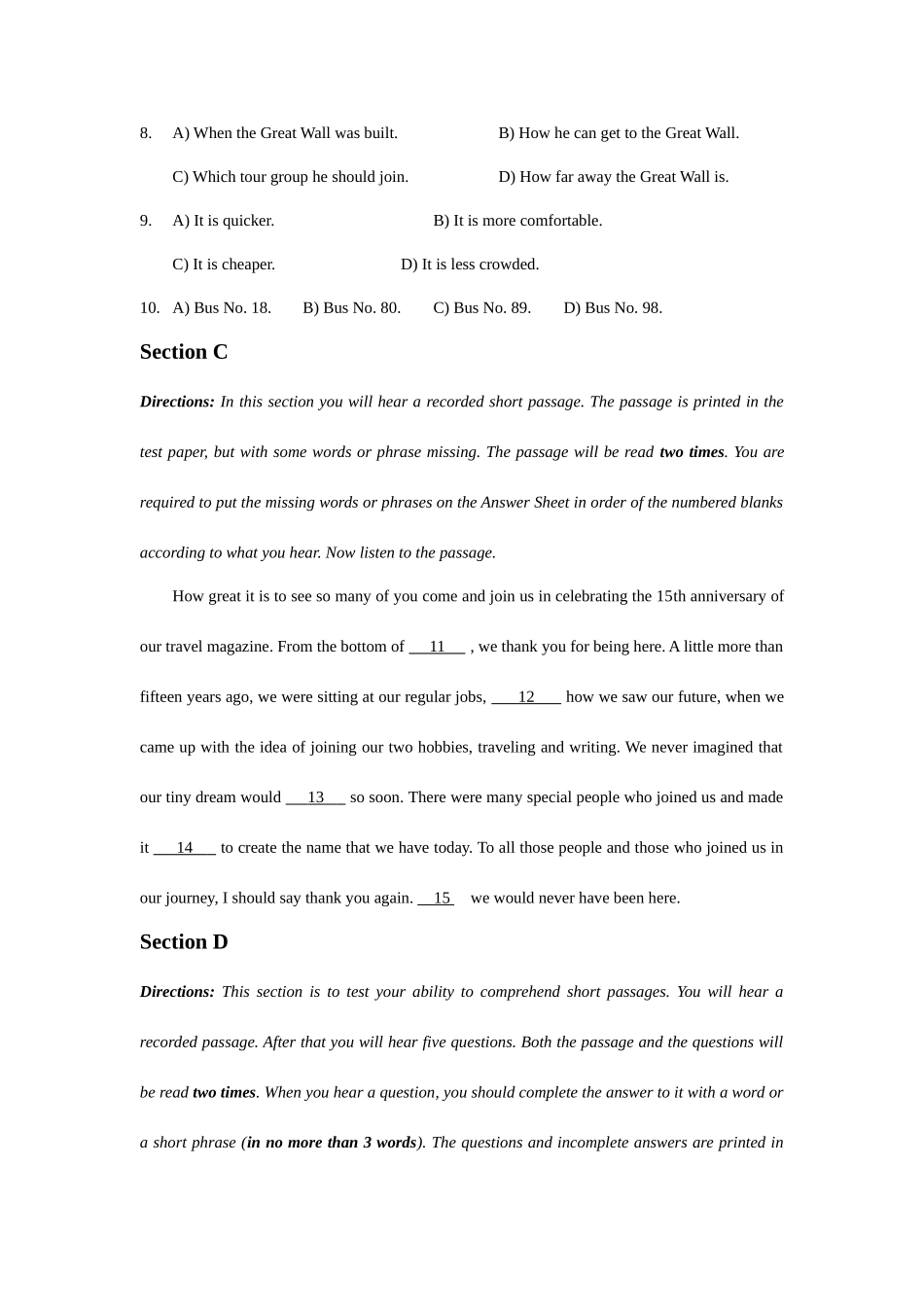 2025年高等学校英语应用能力考试A级6月真题及答案_第3页
