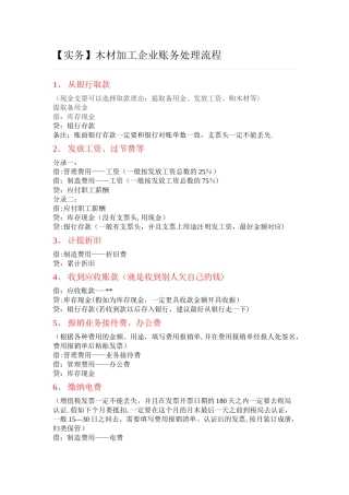 木材加工企业账务处理流程