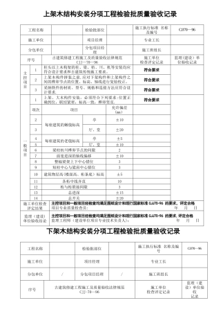 木结构制作安装工程检验批