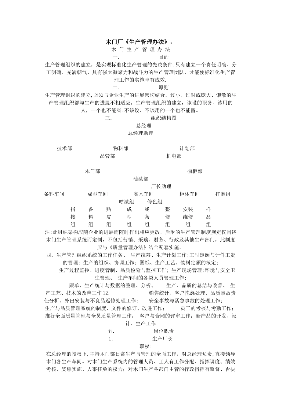 木门厂《生产管理办法》_第1页
