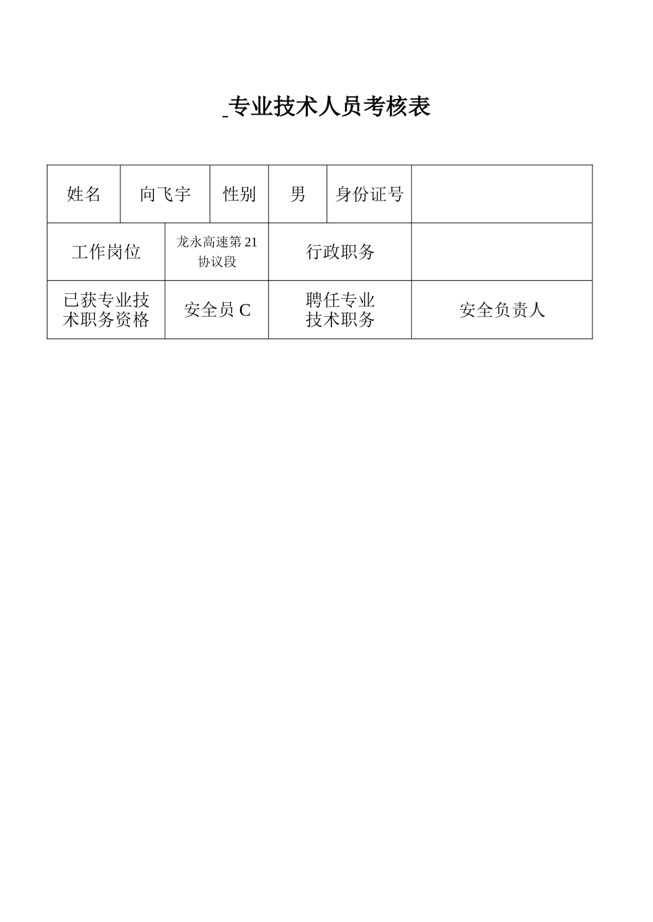 2025年专业技术人员考核表_第1页