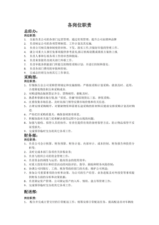 本餐饮公司各岗位职责