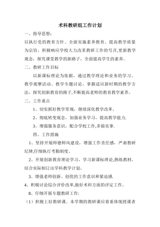 术科教研组工作计划