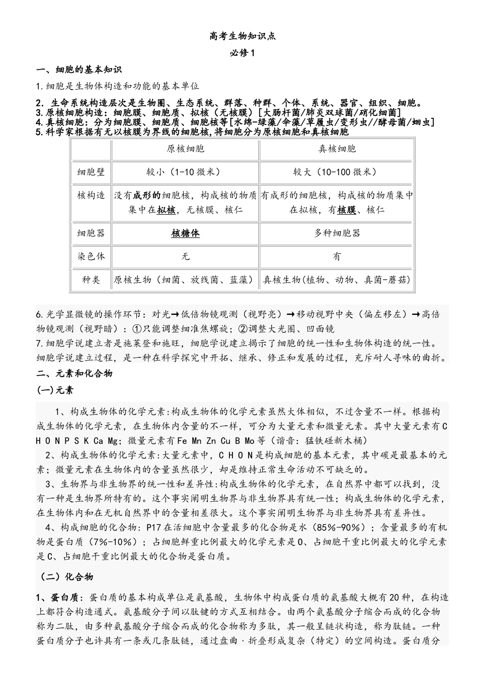 2025年高考生物知识点汇总_第1页