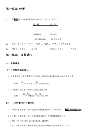 2025年人教版六年级上册数学知识点整理