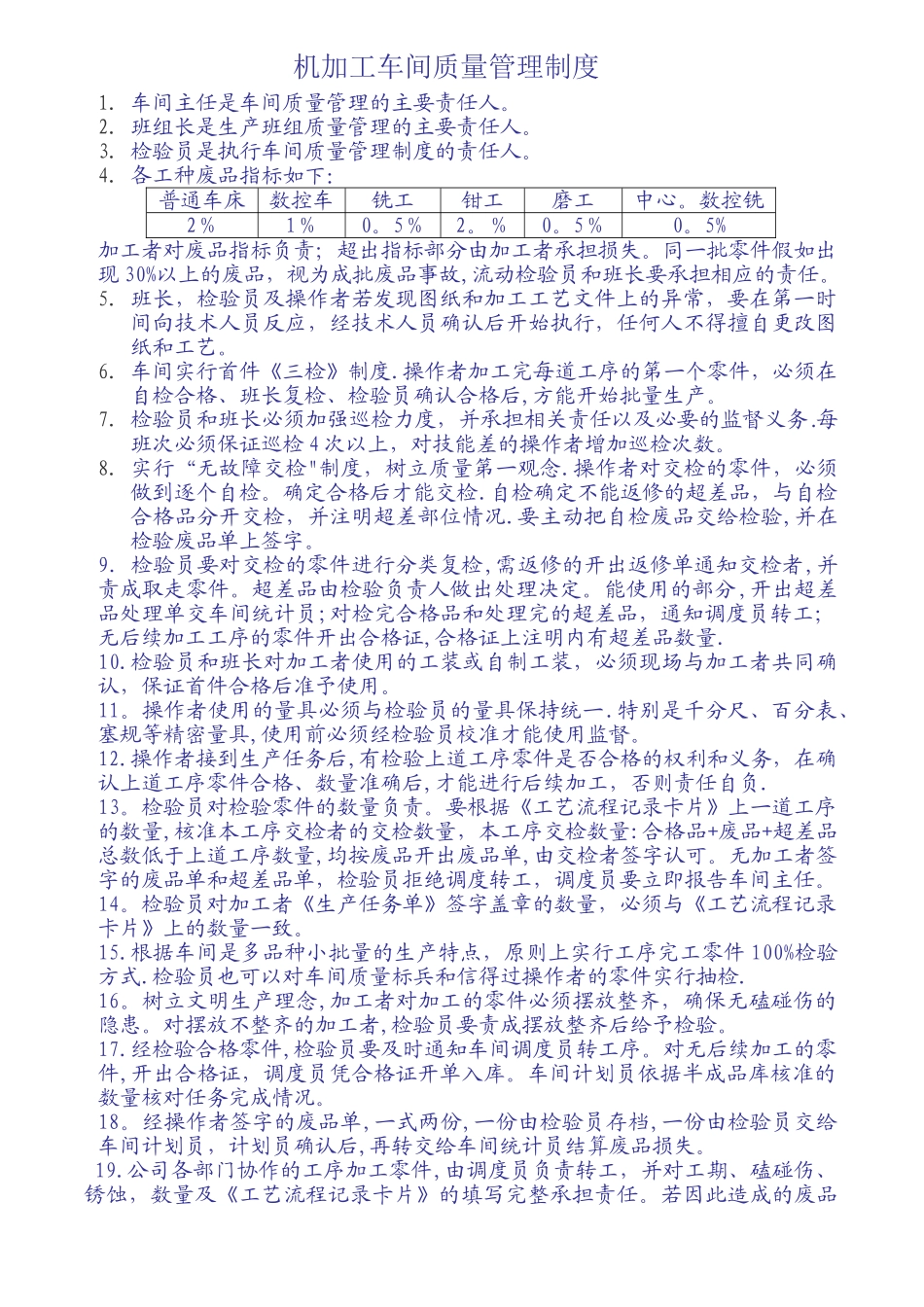 机加工车间质量管理制度1_第1页