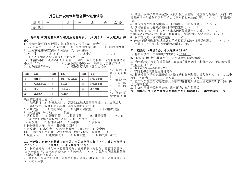 2025年锅炉操作证考试题参考答案_第1页