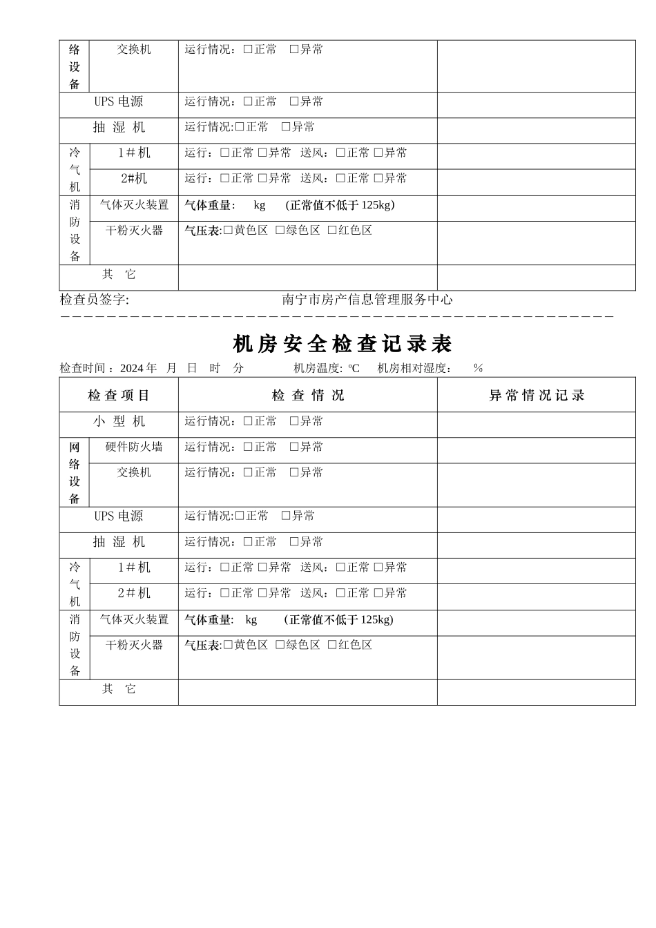 机房安全检查记录表_第2页