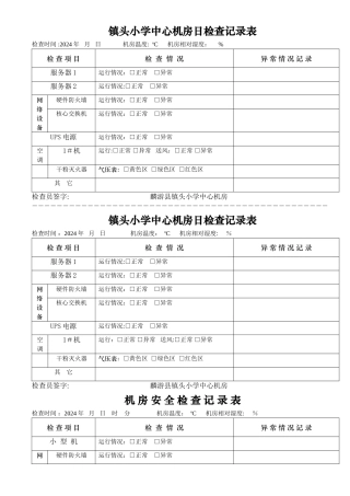 机房安全检查记录表