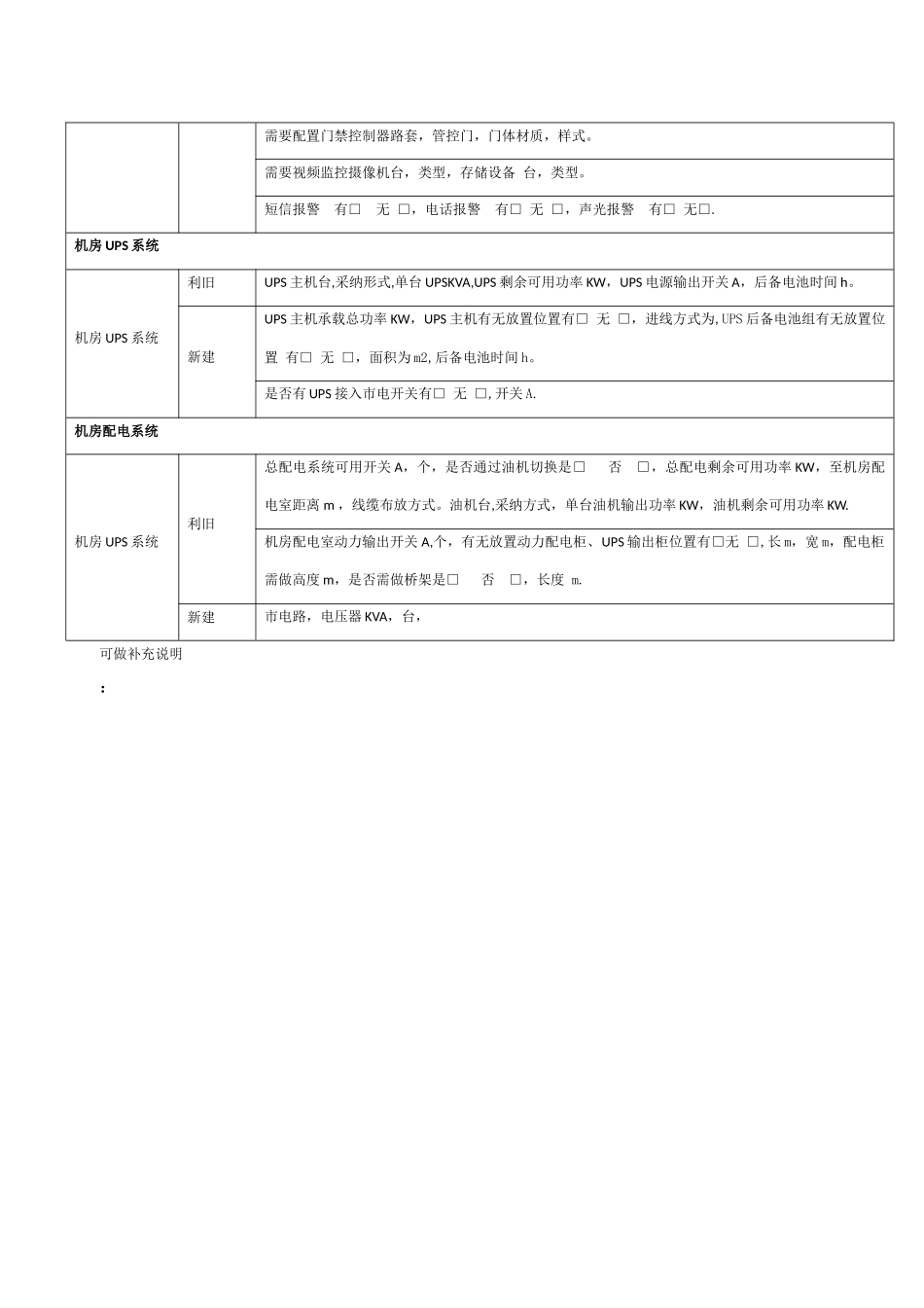 机房建设现场勘查表_第3页