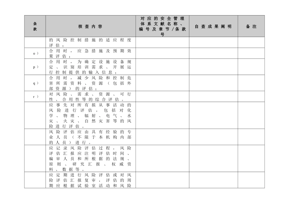 2025年安全管理体系核查表CNASCL05四级实验室安全管理体系和防护能力确认评审_第3页