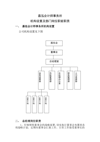 机构设置及岗位职能职责