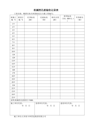 机械挖孔桩验收记录表