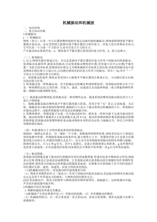 机械振动和机械波知识点总结