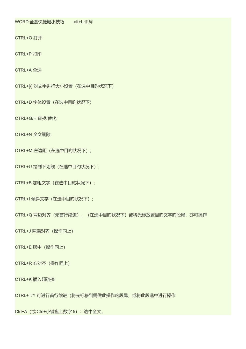 2025年WORD全套快捷键小技巧_第1页