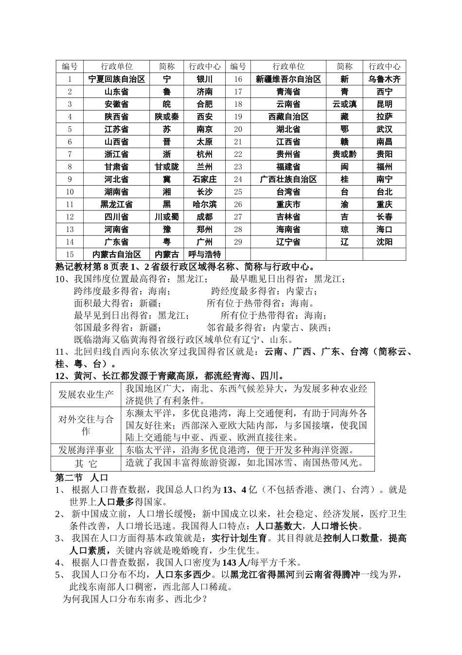 2025年人教版八年级上册地理知识点整理_第2页