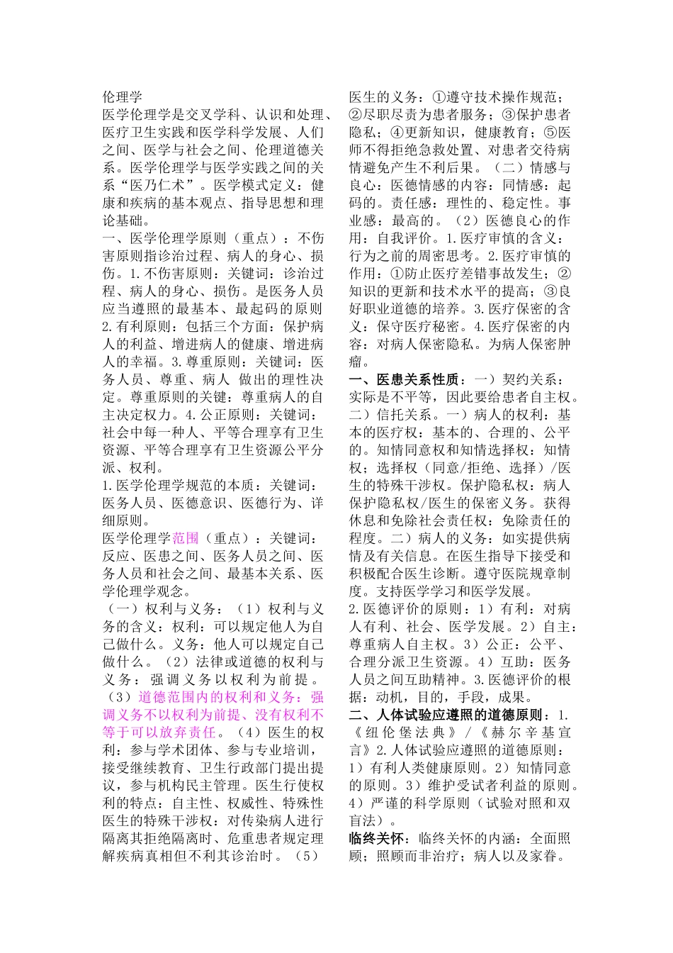 2025年伦理学含笔记执业医师资格_第1页