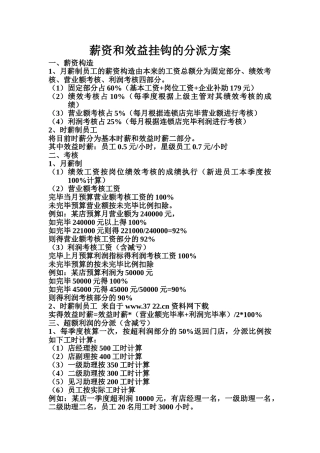 2025年KFC系列管理培训表格资料全套薪资和效益挂钩的分配方案