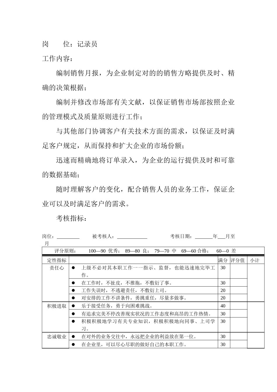 2025年岗位工作内容和年度定性考核指标统计员_第1页
