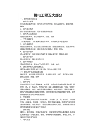 机电工程五大部分