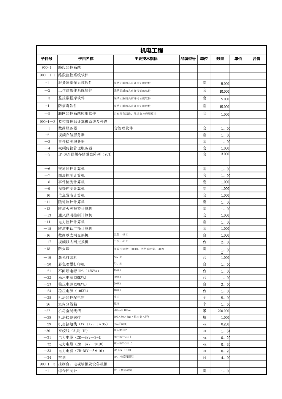 机电工程招标清单_第2页