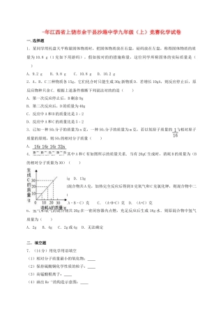 2025年九年级化学上学期竞赛试卷含解析新人教版