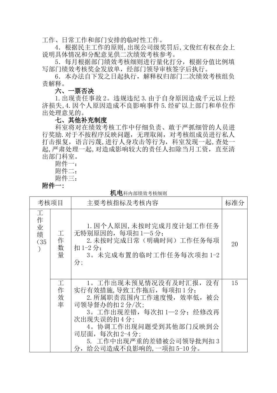 机电科内部绩效考核细则_第2页