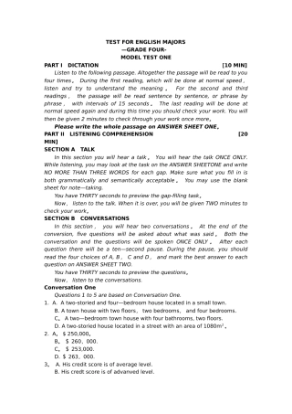 2025年英语专业四级模拟试卷